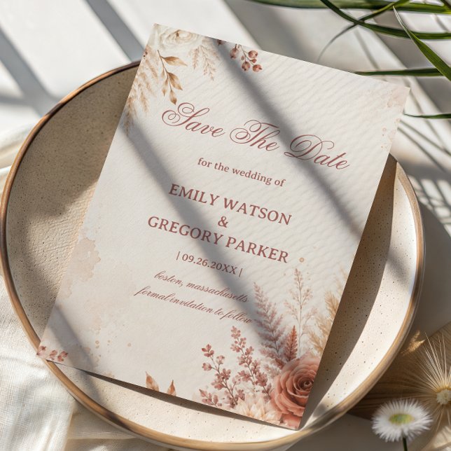 Blush Botanical Elegant Rustic Save The Date (Creator Uploaded)