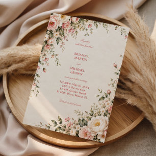 Blush Botanical Garden Floral Romance Invitation