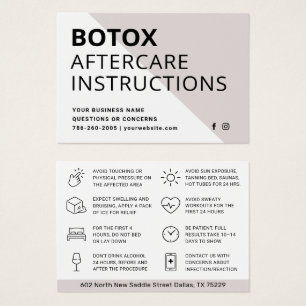 Blush Botox Injection Aftercare Instruction Card