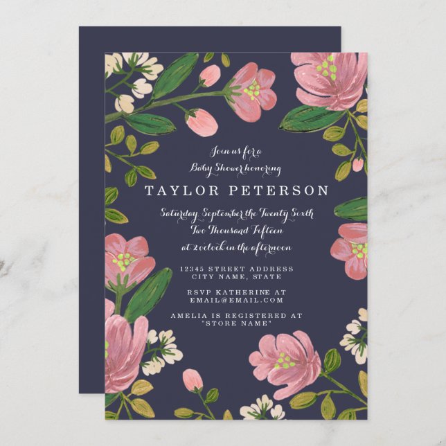 Blush Bouquet Baby Shower Invitation (Front/Back)