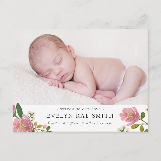 Blush Bouquet Faire-part de naissance (Devant)
