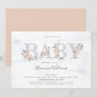 Blush bouquet pink Baby shower Invitation