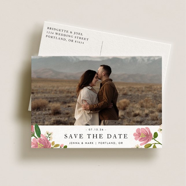 Blush Bouquet Romantic and Elegant Save the Date Announcement Postcard (Creator Uploaded)