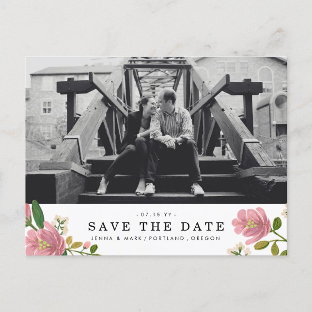 Blush Bouquet Save the Date Announcement Postcard (Front)