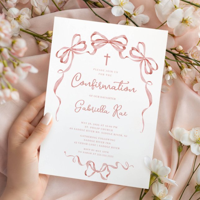 Blush Bow Confirmation Invitation (Créateur téléchargé)