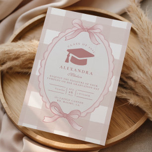 Blush Bow Elegant Graduation Invitation