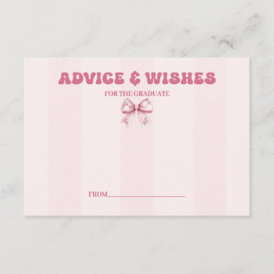 Blush Bow Graduation Party Advice and Whishes Enclosure Card