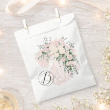 Blush Bow Rose Wisteria Bouquet-Monogrammed