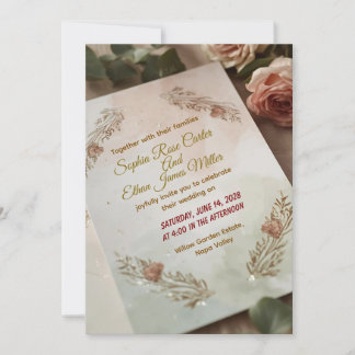 Blush & Breeze – Modern Romantic Wedding Invitatio Invitation