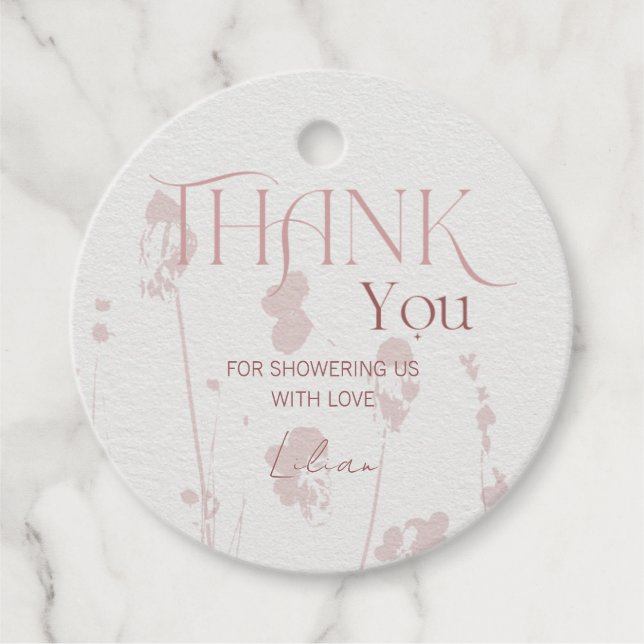 Blush Bridal Shower Party Circle Thank You Tag (Front)