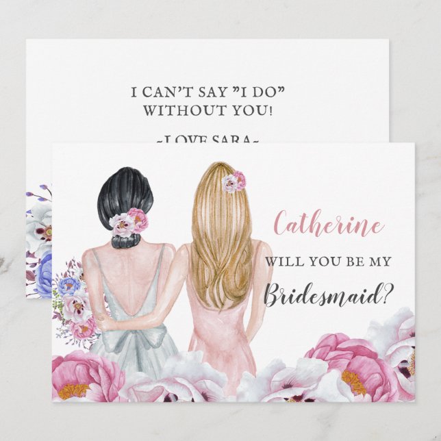 Blush Bride Best friend Will You Be My Bridesmaid Invitation (Front/Back)