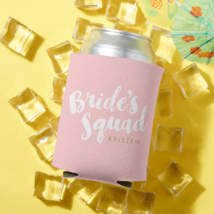 Blush Bride's Squad Personalized Bridal Party Gift Can Cooler