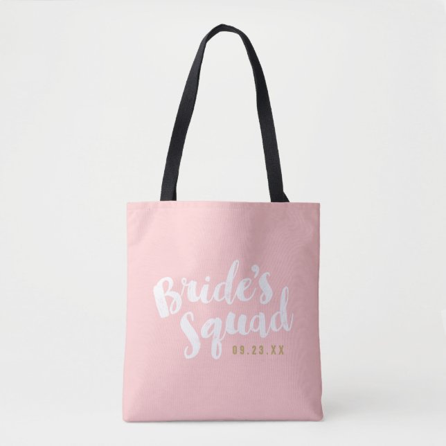 Blush Bride's Squad Personalized Bridal Party Tote Bag (Front)