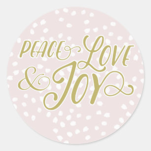 Blush & Bronze Peace Love Joy Holiday Stickers