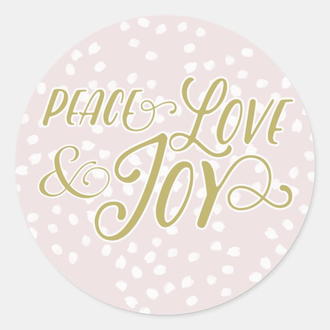 Blush & Bronze Peace Love Joy | Holiday Stickers (Front)