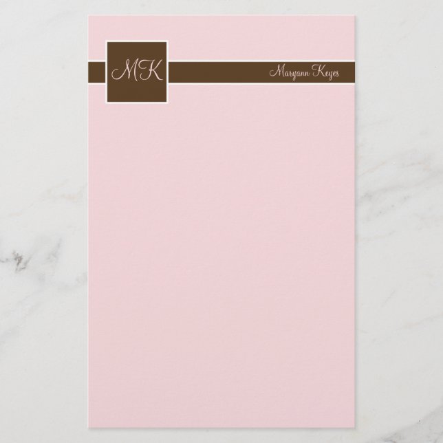 Blush & Brown Colour Block Stationery (Front)
