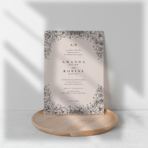 Blush & Brown Floral Wedding Invitation