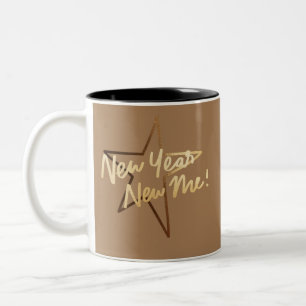 Blush Brown Luxury Happy New Year & New Me 2022 Two-Tone Coffee Mug