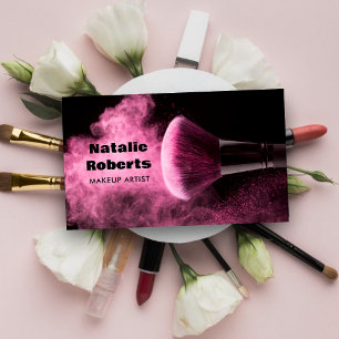 Blush Brush Makeup Artist Black Business Card