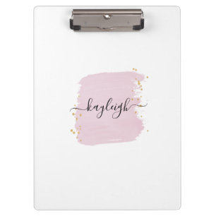 Blush Brush Stroke Gold Dots Clipboard