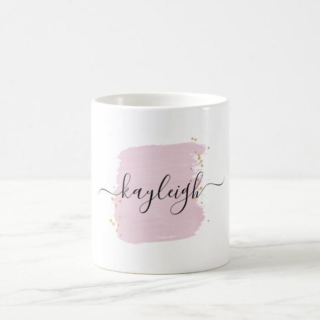 Blush Brush Stroke Gold Dots Coffee Mug (Center)