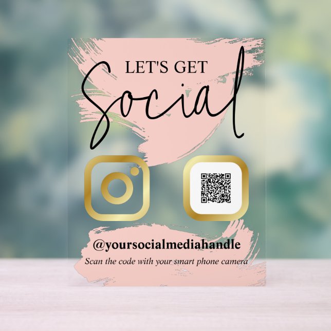 Blush Brushstrokes Faux Gold Obtenons Social (Neutre)