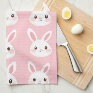 Blush Bunny Faces Kitchen Towel