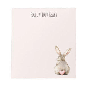 Blush Bunny Rabbit Heart Notepad