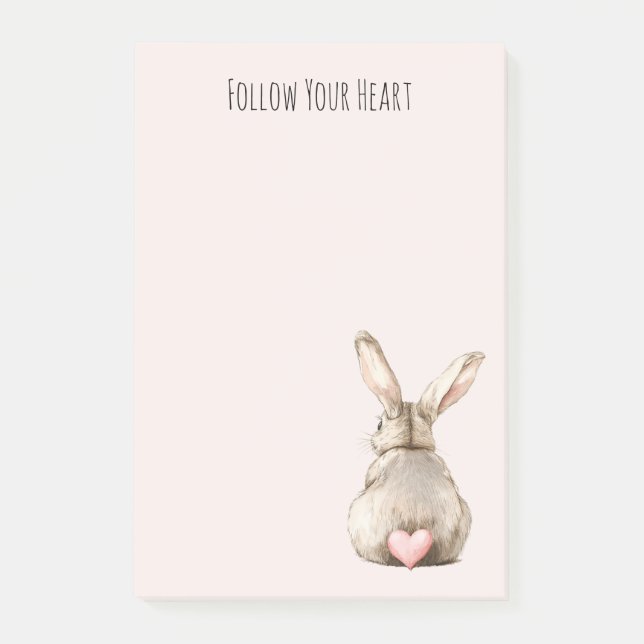 Blush Bunny Rabbit Heart Post-it Notes (Front)