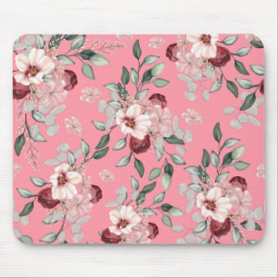 Blush & Burgundy Blooms Mouse Pad