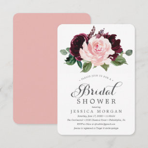 Blush Burgundy Bridal Shower Invitation Card