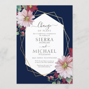 Blush Burgundy Change of Plans Wedding Postponed Invitation
