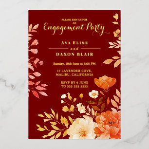 Blush Burgundy Floral Engagement Party