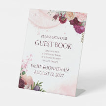 Blush Burgundy Floral Sign Our Guest Book Sign