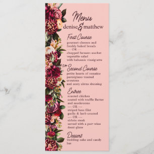 Blush Burgundy Floral Watercolor Menu