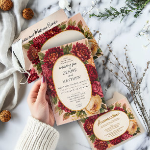 Blush Burgundy Floral Watercolor Wedding Envelope