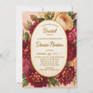 Blush Burgundy Floral Watercolor Wedding Invitation