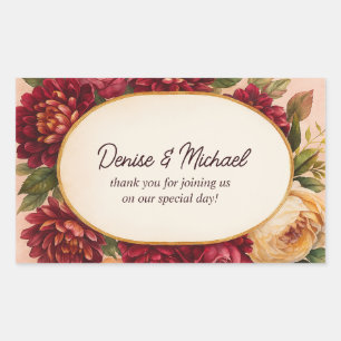 Blush Burgundy Floral Watercolor Wedding Sticker