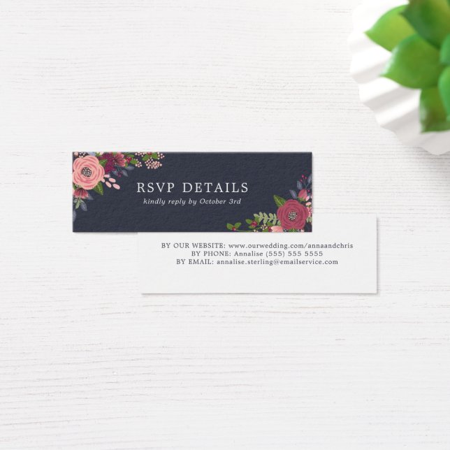 Blush & Burgundy Flowers - RSVP details (Desk)