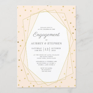 Blush Burgundy Gold Confetti Engagement Party Invitation