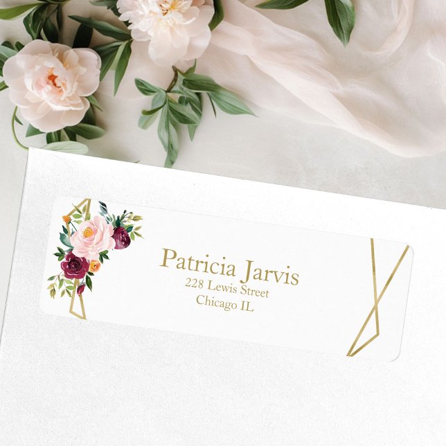 Blush Burgundy Gold Geometric Watercolor Floral (Creator Uploaded)