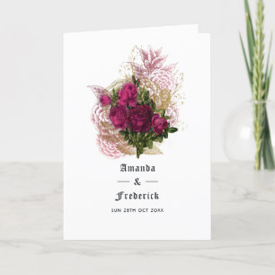 Blush Burgundy Gold Shabby Wedding Program