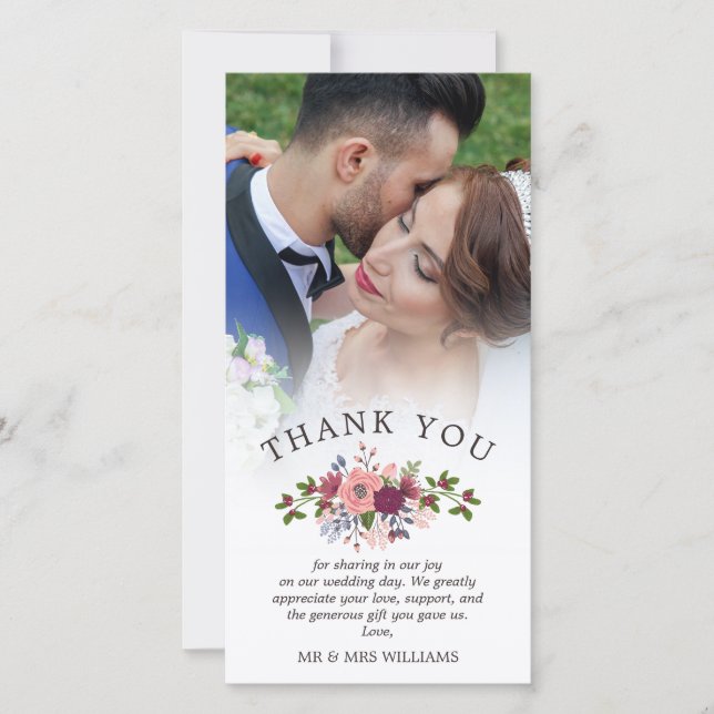 Blush & Burgundy Mariage Merci Photo (Devant)