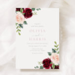 Blush & Burgundy Red Floral Elegance Wedding Invitation<br><div class="desc">Blush & Burgundy Red Floral Elegance Wedding Invitation

See matching collection in Niche and Nest Store</div>