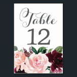 Blush Burgundy Table Cards Wedding Table Numbers<br><div class="desc">Help your guests easily find their tables with these lovely table numbers. Easily change the number and add to your cart.
Print as many numbers as you need!</div>