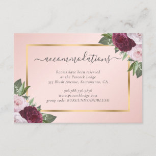 Blush Burgundy Wedding Hotel Accommodation Enclosure Card