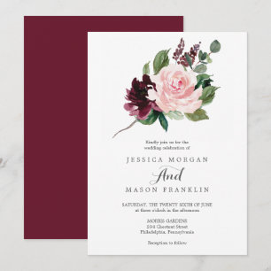 Blush Burgundy Wedding Invitation
