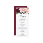 Blush Burgundy Wedding Menu or Bridal Shower Menu 