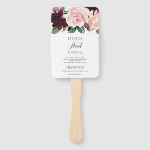 Blush Burgundy Wedding Program Fan