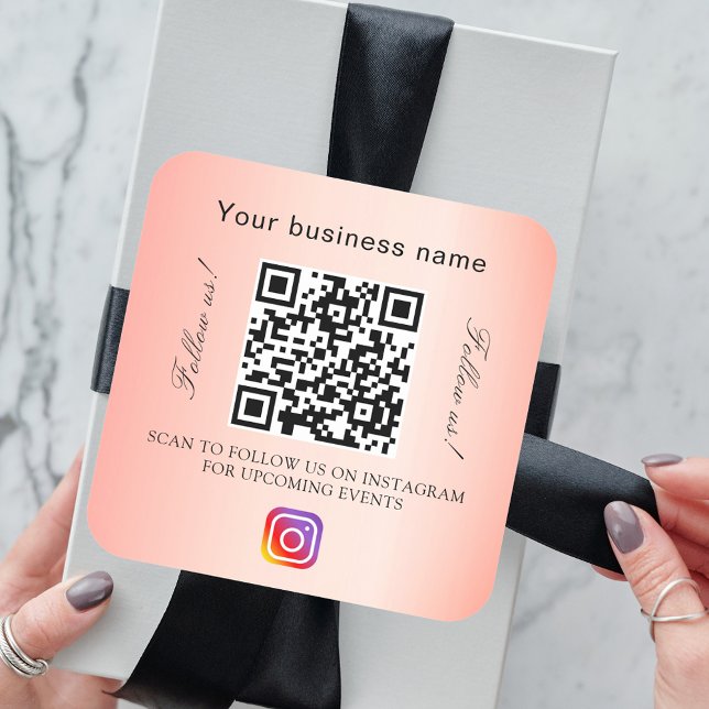 Blush business name qr code instagram square sticker (Creator Uploaded)